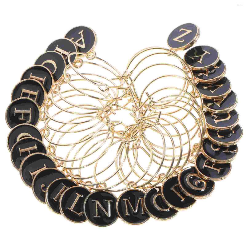 Garden Decorations 26Pcs Alphabet Zinc Alloy Glass Tags Wedding Charms Mini Drink Identifiers