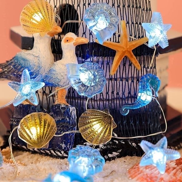 Decoraciones de jardín 2M 3 M Ocean Life LED Opper Wire Luces Cuerdas Dormitorio Dormitorio Decoración Hippocampus Starfish Party Lighting Impermeable 230727