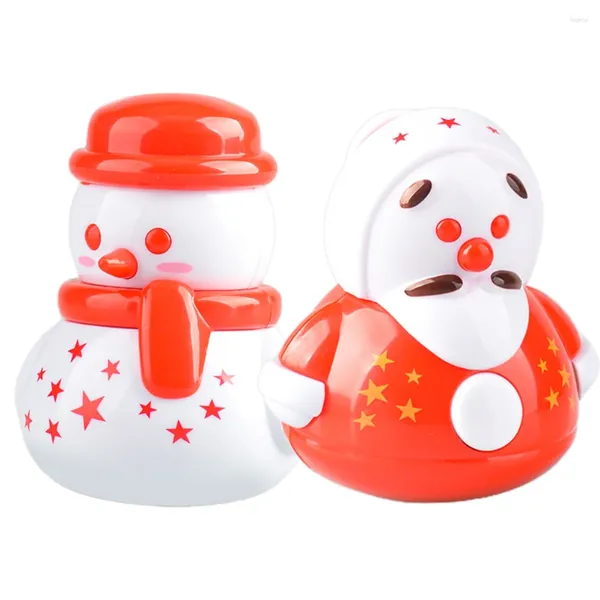 Décorations de jardin 2pcs en céramique Snowman Tumbler Mini décoratif Home Office Table Figurine