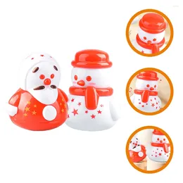 Décorations de jardin 2pcs Mini Figurine Céramique Noël Snowman Tumbler Statue Wobbling