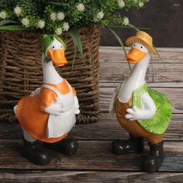 Tuindecoraties 2 stks/set American Style Duck Ornament Desktoplandscape Animal Resin Cute Homeliving Room Bar Cafe Decor Orn