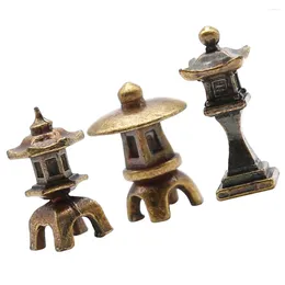 Décorations de jardin 3 pièces Statue de tour de cuivre Pagode Lanterne Modèle Ornement Mini Décoration Miniature Petit Ménage Maison
