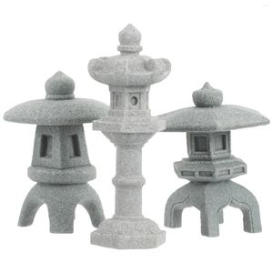 Tuindecoraties 3 PCS MICRO LANDSCHAP ORNAMENT CHINESE LANTERNS Paviljoen Zandtafel Model Miniatuur Figurine Scene