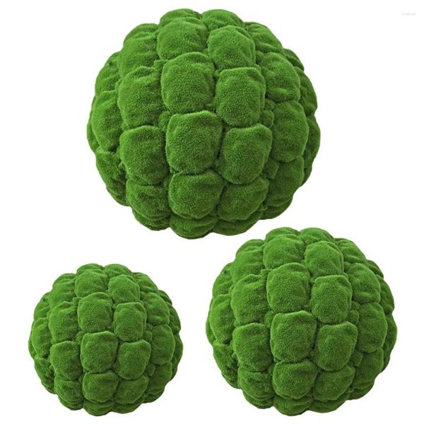 Decoraciones de jardín 3 PCS Moss Decorativo Artificial 10 cm Bolas de tazón de vidrio Relleno de maceta de plástico Verde