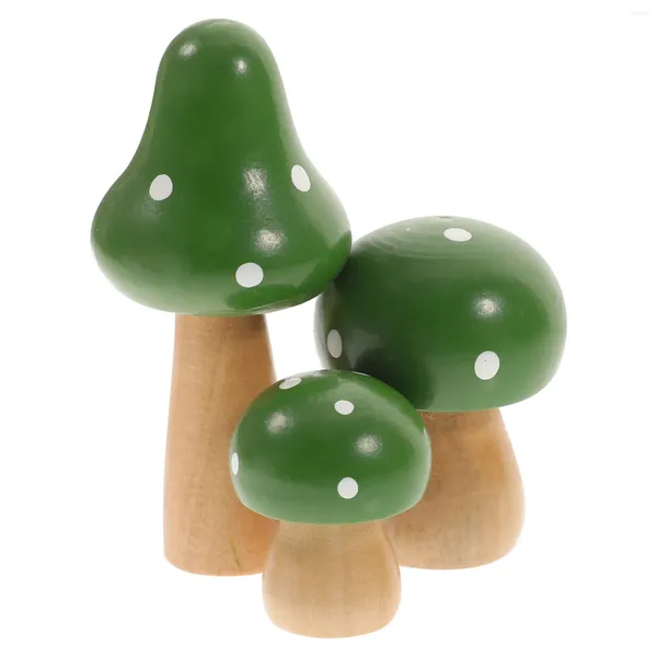 Décorations de jardin 3 pcs Ornement Mini Champignon en bois Couleur Sculpture de bureau simulé