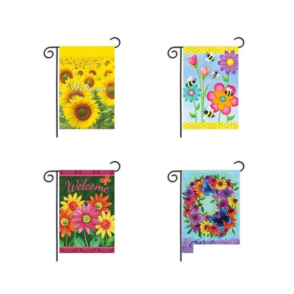 Décorations De Jardin 30X45Cm Pelouse Décorer Drapeaux De Tournesol Cryptage Étanche Linge Drapeau Festival Bannière Facile À Installer Beautif Fo Dhhq2