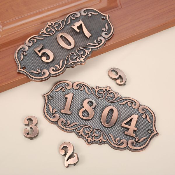 Décorations de jardin Numéro de maison à 34 chiffres, plaque de porte, imitation métal, boîte aux lettres extérieure en plastique, appartement 0-9 avec autocollant autocollant 230925