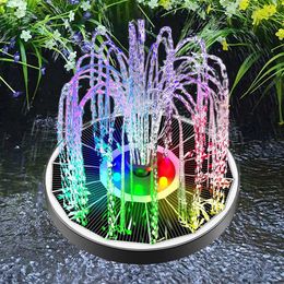 Decoraciones de jardín 35W Fuente de agua solar LED Luz colorida Cascada Bomba flotante para piscina de estanque de pájaros al aire libre 231216