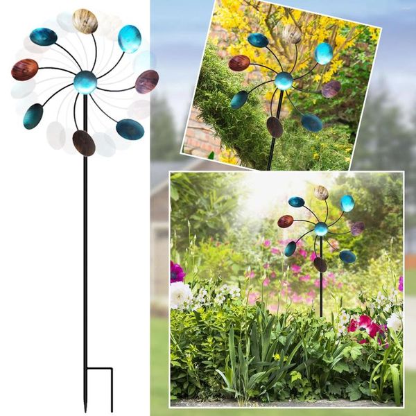 Décorations de jardin 360 degrés Metal pivotant Classical Wind Spinner Colorful Ornement Moulin à vent en plein air Yard décoratifs enjeux décoratifs