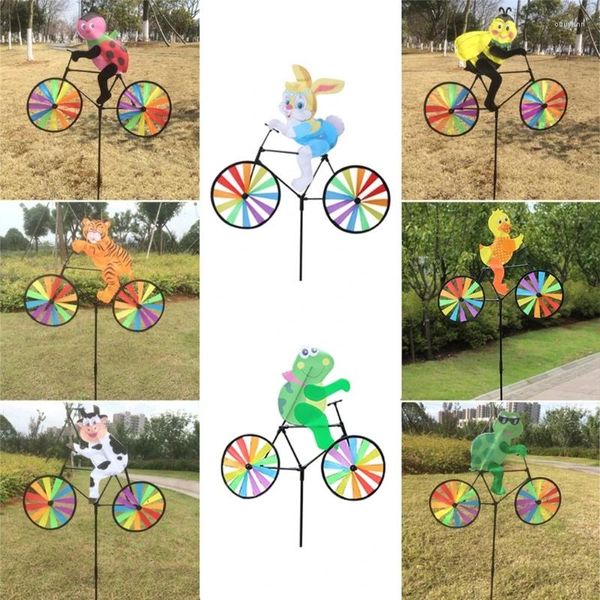 Décorations de jardin 3D Animal sur vélo, moulin à vent, cadeaux de jardinage pour bébé, décoration de fête de réception, livraison directe
