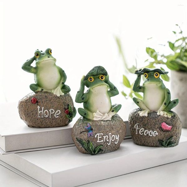 Décorations de jardin 3pc Animal rustique Décoration décoration Ornement Pool Aquascape Aglish Signage Frog sur la pierre