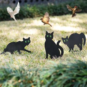Décorations de jardin 3pcs Black Cat Statue Suspendue Décor extérieur Métal Scare Cats Pest Control Scarer Répulsif Deterrant 231127