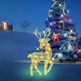 Decoraciones de jardín 3 unids Navidad reno familia iluminada decoración de ciervos luces LED brillante Navidad hogar escultura al aire libre 231216