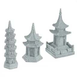 Decorações de jardim 3 pcs pagode estátua torre zen miniatura decoração chinesa para escritório casa desktop ornamentos estatueta