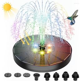 Tuindecoratie 3W fonteinpomp op zonne-energie met gekleurde led-verlichting voor vogelbadvijver 7 sproeiers
