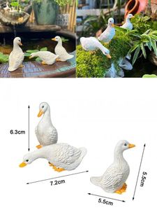 Gardendecoraties 3x Duck beelden Miniatuurhars dierenfigines voor kamerfontein balkon Home Decor Cute