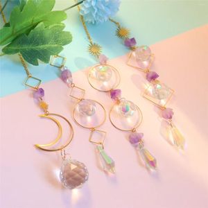 Décorations de jardin 4 / 10pcs Suncatcher suspendus Crystal Amethyst Pendants Pentures vent Chimes Rainbow Prism Window Drop Bell