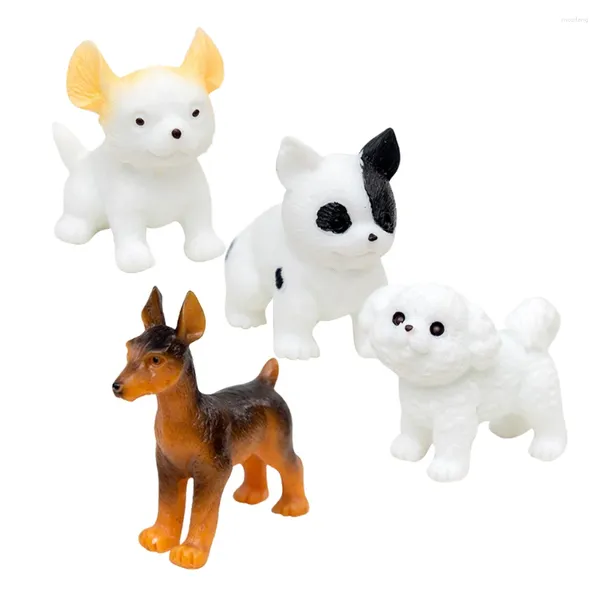 Décorations de jardin 4 pcs Micro Paysage Chiot Décoration Animal Compact Chien Statue Mignon Adorable Ornement Résine Pour Fournitures Délicates