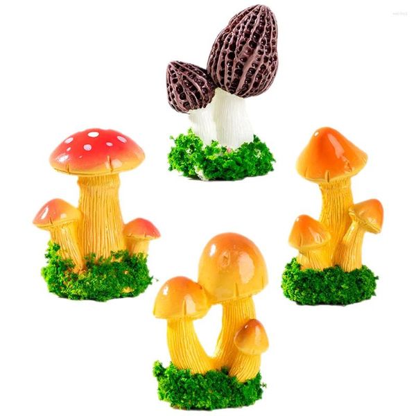 Decoraciones de jardín 4 PCS Micro Paisaje Adorno Miniatura Seta Baño Planta en forma de dibujos animados