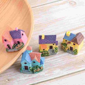 Tuindecoraties 4 stuks Ornament Villa's Mini Huis Bonsai Accessoires Micro Landschap Craft Decor Miniatuur