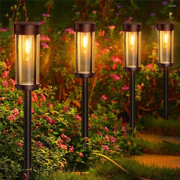 Décorations de jardin 4 PCS Lumières de voie extérieures solaires Design de style moderne IP65 Lumière de paysage étanche pour la décoration d'allée de passerelle