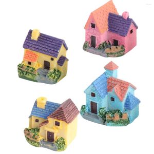 Tuindecoraties 4 stuks Villa Craft Decor Mini Huis Bonsai Villa's Hars Ambachten Modellen Micro Landschap Miniatuur