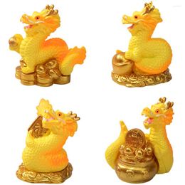 Décorations de jardin 4 pcs Zodiac Résine Dragon Figurines Miniature Ornement Jouets Décoration Statues décoratives Décorer bureau