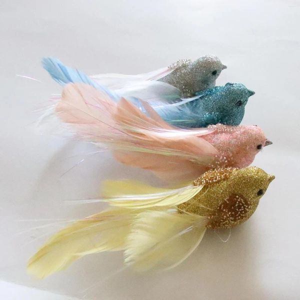 Decoraciones de jardín 4 piezas Mini pájaros artificiales Modelo de pájaro Figura de loro falso Espuma para arreglos florales de ventana Hada