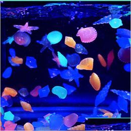 Tuindecoraties 40 -stks Colorf Lumineuze zeesterconch schaalvormige gloeiende stenen Decoratief voor aquariumvissen dhrjv