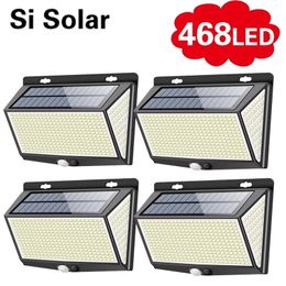 Gardendecoraties 468 LED Solar Light Human Body Sensor 288 Lamp IP65 Outdoor Automatische aanpas Brightness Street 221025