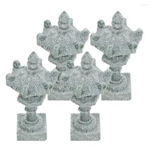 Tuindecoratie 4 stuks Miniatuur Pagode Stenen Standbeeld Vintage Zen Sculptuur Mini