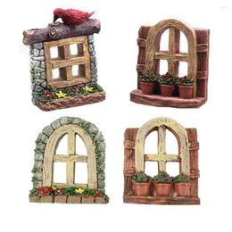 Décorations de jardin 4pcs Miniature Fenêtre Fée Gnome Accueil Arbre rustique Hugger pour arbres Bonsai Paysage (style aléatoire)