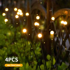 Décorations de jardin 4 pièces lumière LED solaire décor feu d'artifice luciole s décoration de noël extérieur 221202
