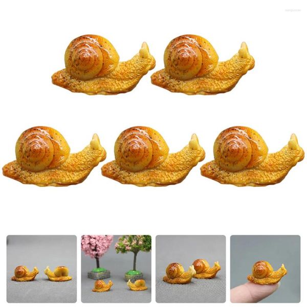 Decoraciones de jardín 5 PCS Crafts Simulación Little Snail Miniatures Juguetes Figuras Estatuas Tiny