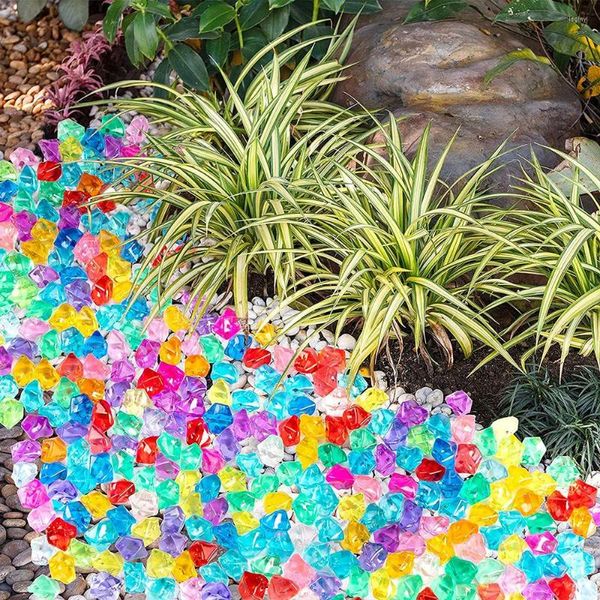 Decoraciones de jardín, 50/100 Uds., gemas, granos de hielo, piedras pequeñas de colores, joyas acrílicas, cofres del tesoro, cristal triturado, diamantes de imitación, juguete