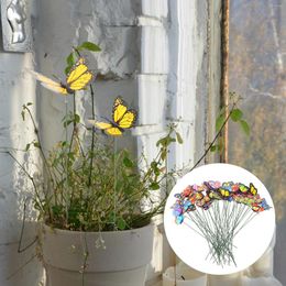 Décorations de jardin 50 PCS Plant de boutures artificielles papillons sur bâton PVC Plug