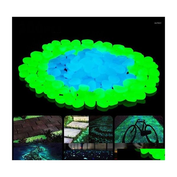 Decoraciones de jardín 500 piezas brillan en la oscuridad guijarros luminosos para pasarelas plantas acuario decoración piedras pecera decoración gota Deli Dhvsn