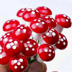 Tuindecoraties 50 stuks 2 cm Mini Rode Schuim Paddestoel Fee Miniaturen Paddestoel Ornament DIY Ambachten Kunstmatige Decoratie