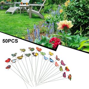Décorations de jardin 50pcs piquets de papillons en plein air pot de plante coloré décoration fantaisiste pots de fleurs décoration
