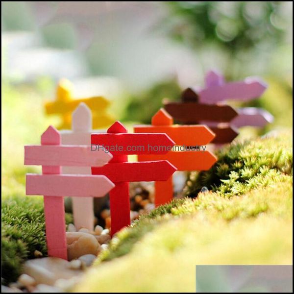 Décorations De Jardin 50 Pcs / Lot Bois Mini Mticolors Panneau De Signalisation Figurine Ornements De Jardin Artisanat Pot De Plante Miniature Micro Paysage Diy De Dhixe