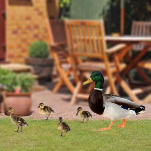 Tuindecoraties 5 stks Duck Dierlijke standbeeld platte ornamenten voor achtertuin buiten gazontuin