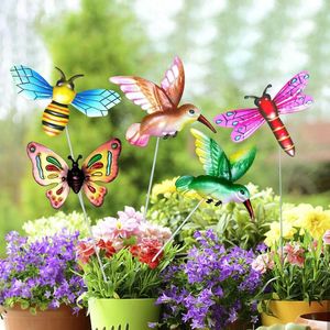 Décorations de jardin 5x Butterfly Stakes Metal Yard Art Décoratif 15inch Coloré Pathway