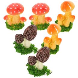 Tuindecoratie 6 stuks Cake Paddestoel Ornament Nep Paddestoelen Mini Standbeeld Miniatuur Snuisterijen Ornamenten Bonsai