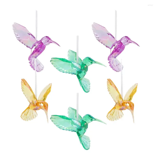 Decoraciones de jardín 6 PCS Techo Cristal Colibrí Colgante Acrílico Colibríes Forma Decoración