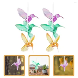 Decoraciones de jardín 6 piezas colgante de colibrí de cristal colibríes decoración voladora para el hogar decoración de forma adorno acrílico colgantes colgantes