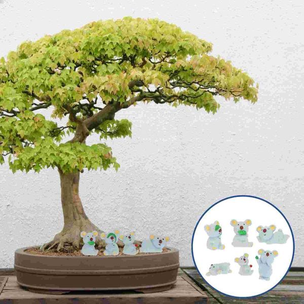 Décorations de jardin 6 pcs Micro Paysage Mini Plantes succulentes Miniature Animal Figurine Figure Pot de fleurs Résine Statue Ornement Décoration