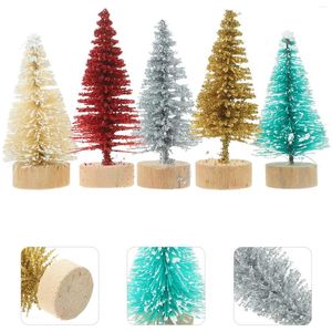 Tuindecoraties 60 stuks Mini Kerstboom Kunstmatig Decor Met Houten Basistafel