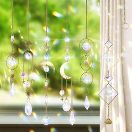 Decoraciones de jardín 6 uds atrapasoles de cristales atrapasoles colgantes con cadena colgante ornamento prismas para decoración de fiesta en casa