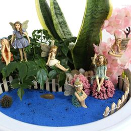 Décorations de jardin 6pcs / Set Creative Miniature Fairies Figurine avec piquets Décoration extérieure Pot Plantes Décor Résine Fairy Arts Ornements