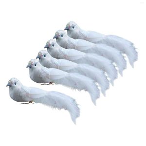 Décorations de jardin 6x modèle d'oiseau artisanat oiseaux de plumes artificielles pour ornements de fées